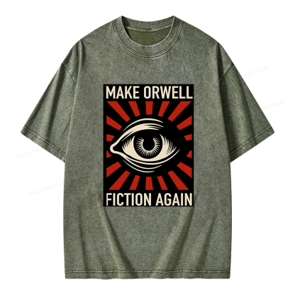 Pagewings Make Orwell Fiction Again Unisex Washed T-shirt