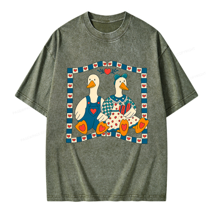 Pagewings Vintage Bookish Goose Unisex Washed T-shirt