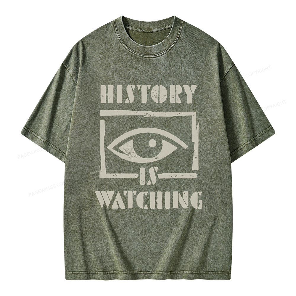 Pagewings History Is Watching Unisex Washed T-shirt