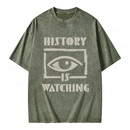 Pagewings History Is Watching Unisex Washed T-shirt