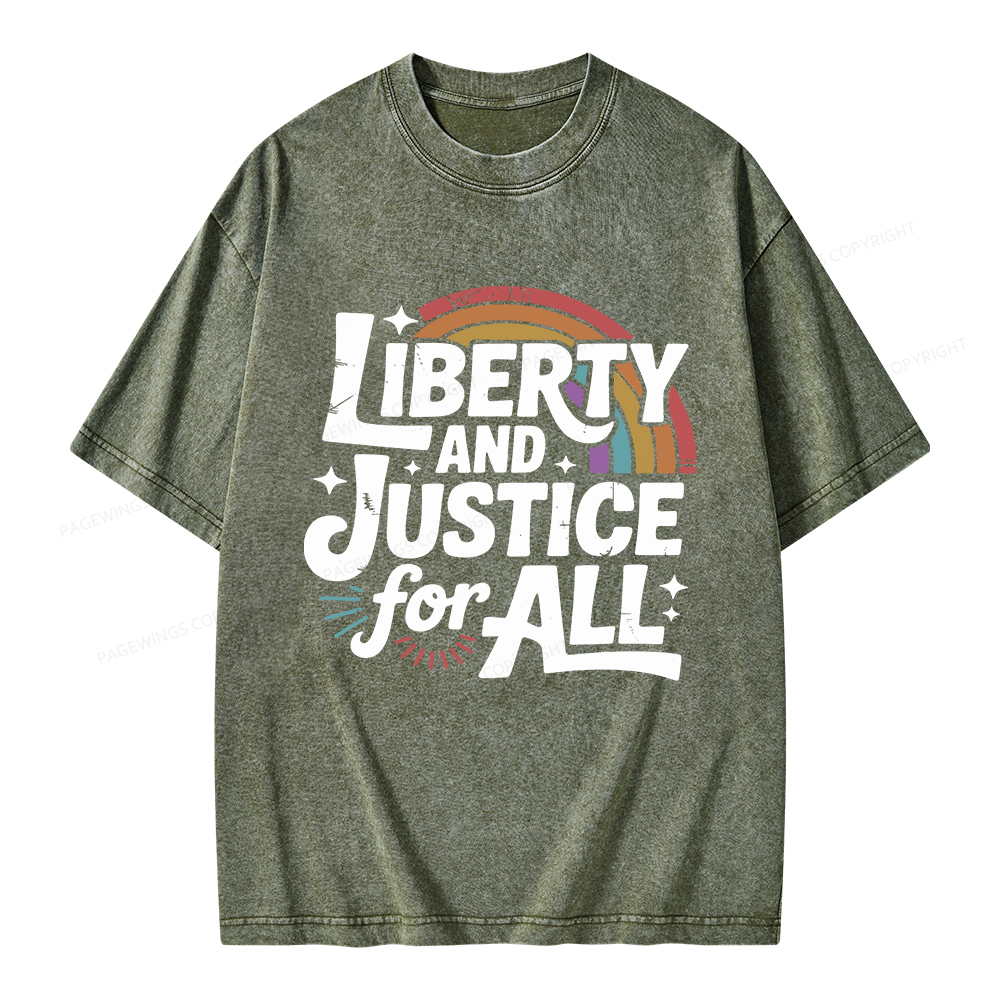 Pagewings Liberty And Justice For All Unisex Washed T-shirt