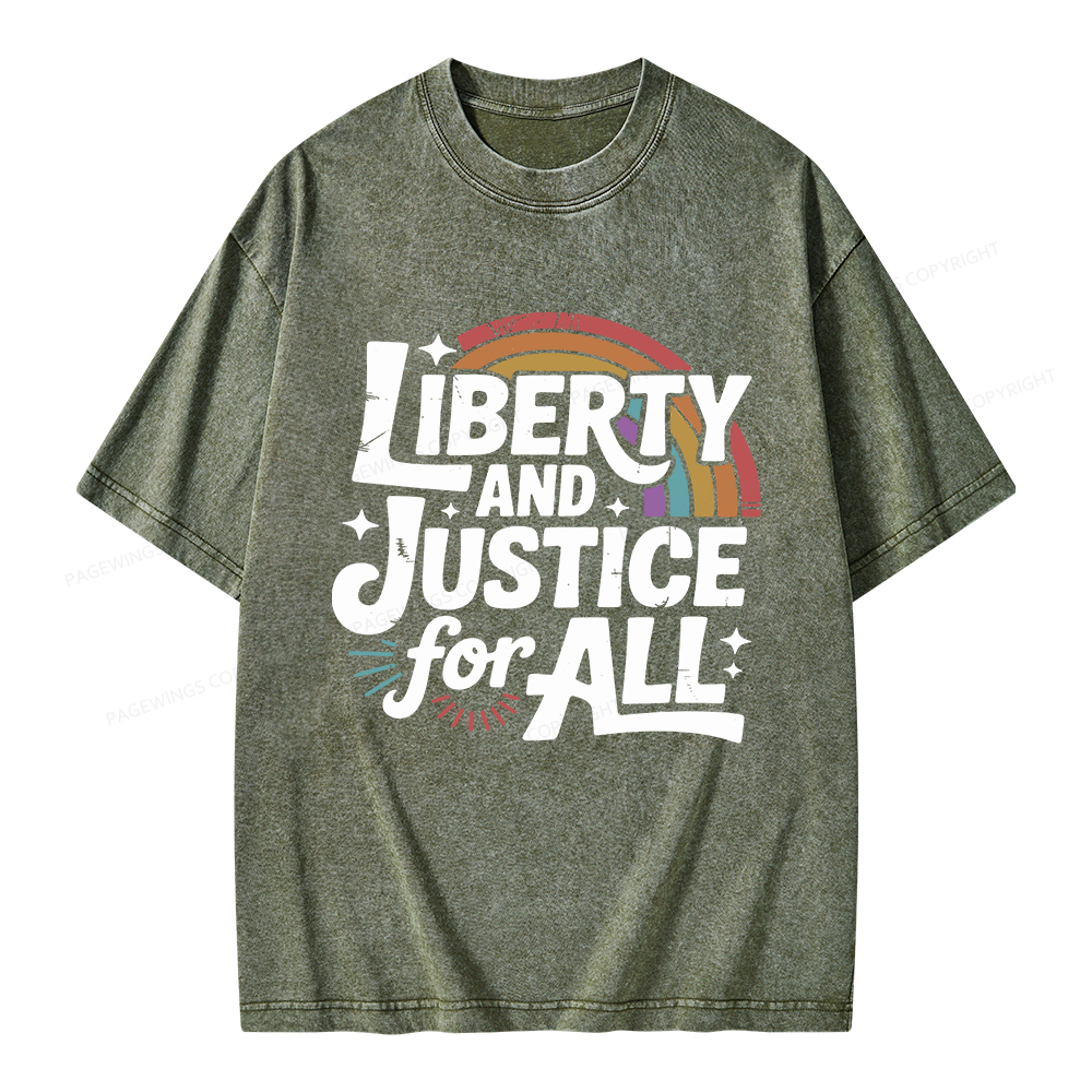 Pagewings Liberty And Justice For All Unisex Washed T-shirt