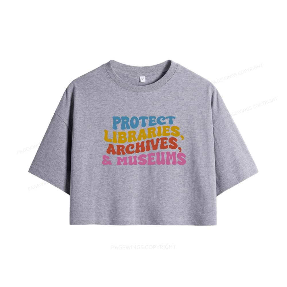 Pagewings Protect Libraries Archives And Museums Women Crop Tops