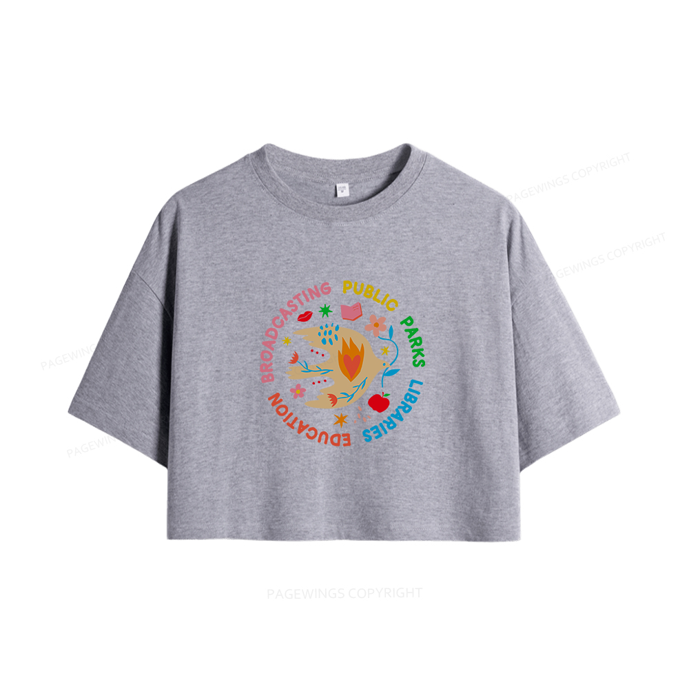 Pagewings Public Parks Libraries Education Broadcasting Women Crop Tops