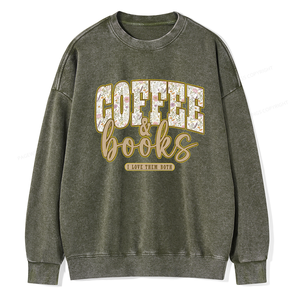 Pagewings Coffee And Books Washed Sweatshirt