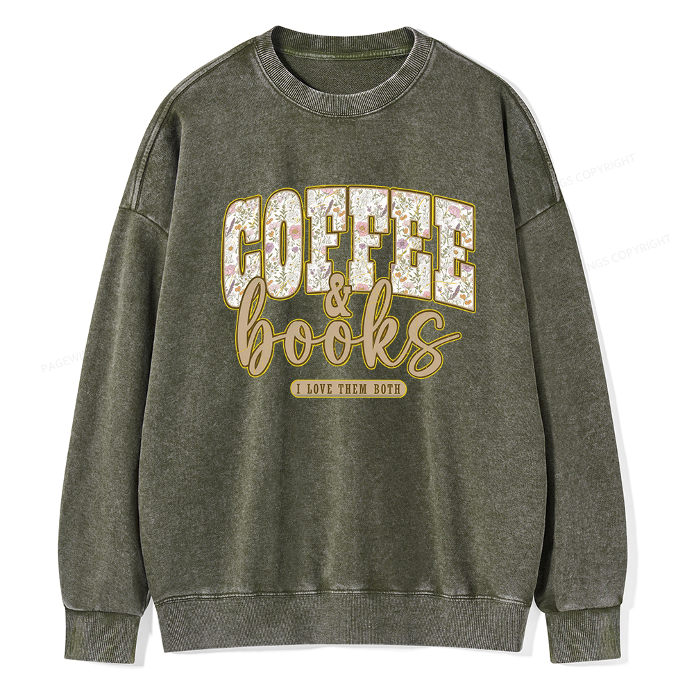 Pagewings Coffee And Books Washed Sweatshirt