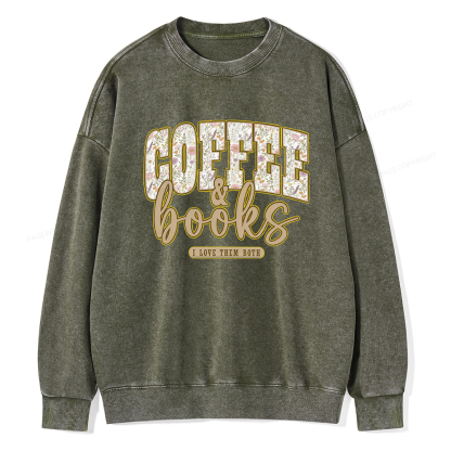 Pagewings Coffee And Books Washed Sweatshirt