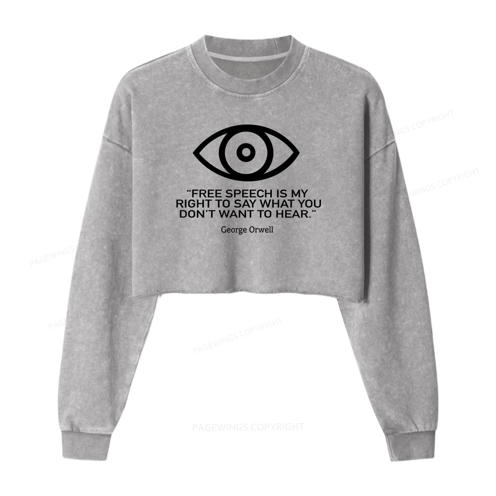 Pagewings Free Speech Washed Crop Sweatshirt