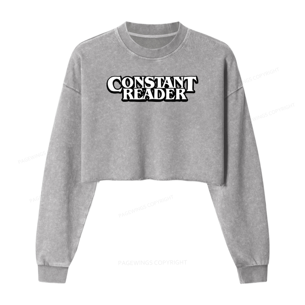 Pagewings Constant Reader Washed Crop Sweatshirt