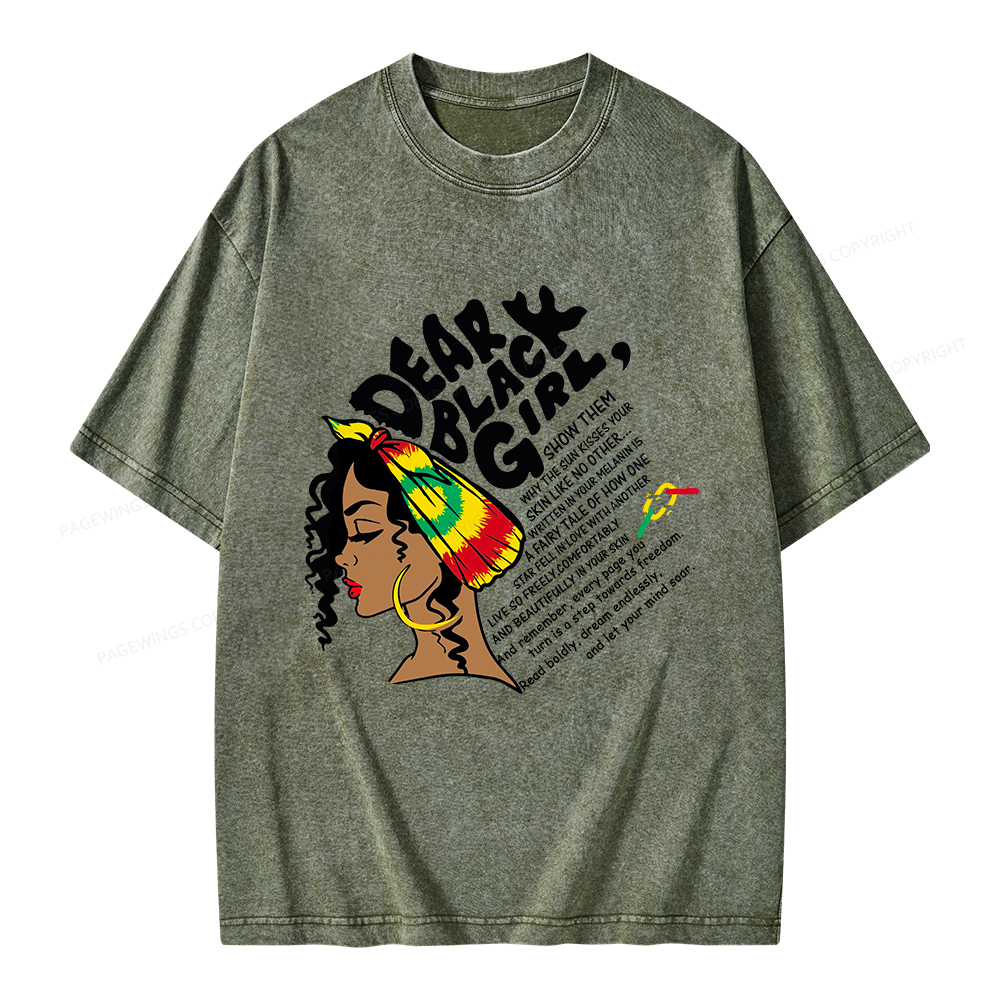 Pagewings Dear Black Girl Unisex Washed T-shirt