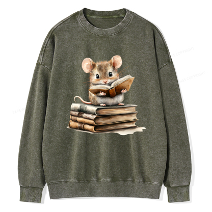 Pagewings Just A Mouse Who Loves Reading Washed Sweatshirt