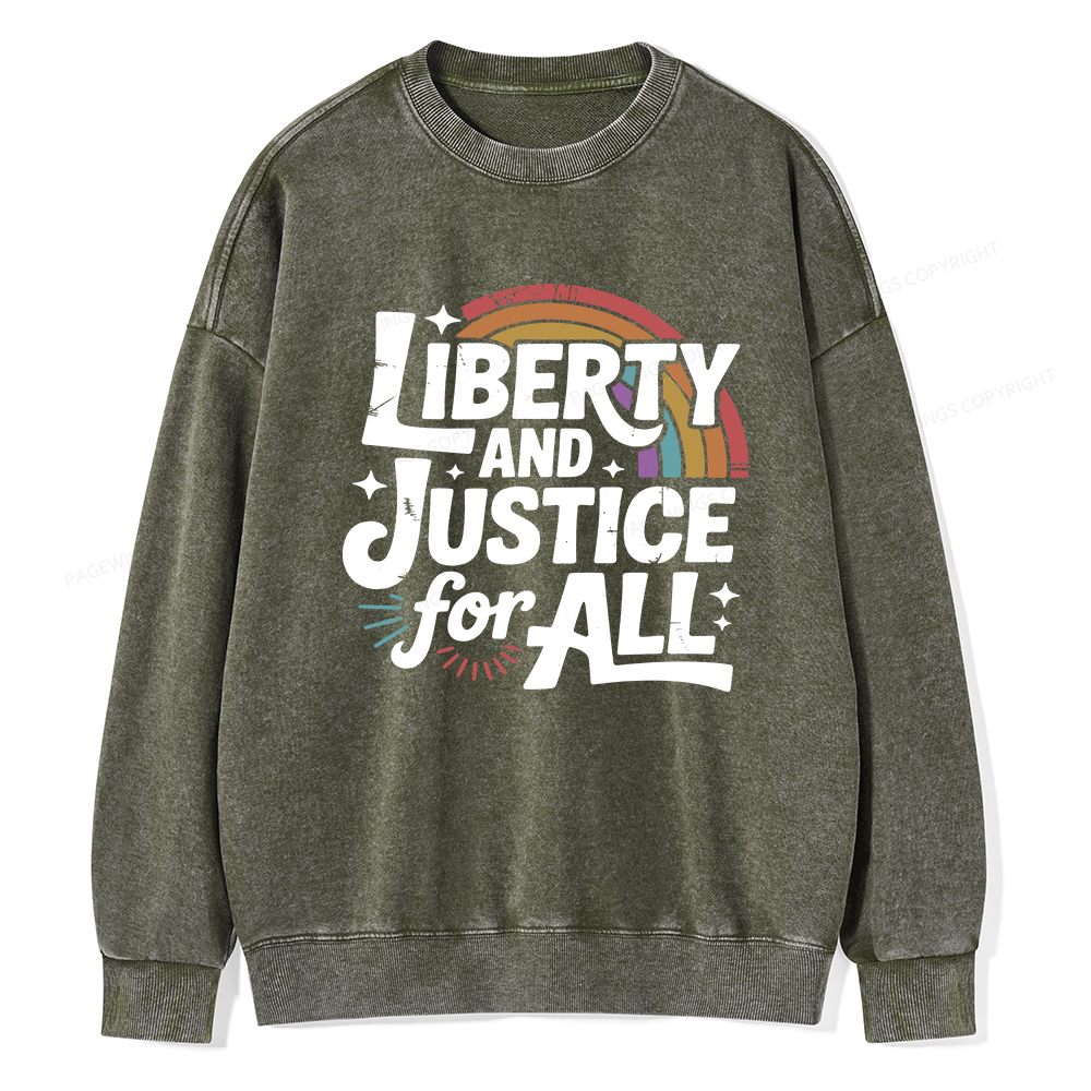 Pagewings Liberty And Justice For All Washed Sweatshirt