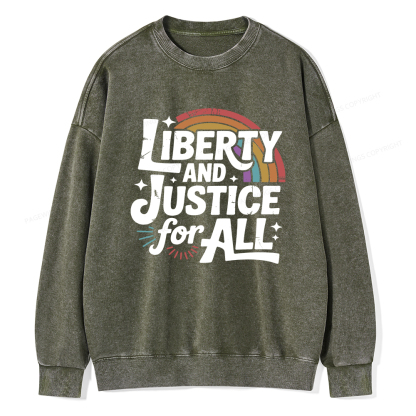 Pagewings Liberty And Justice For All Washed Sweatshirt
