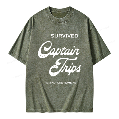 Pagewings I Survived Captain Trips Unisex Washed T-shirt