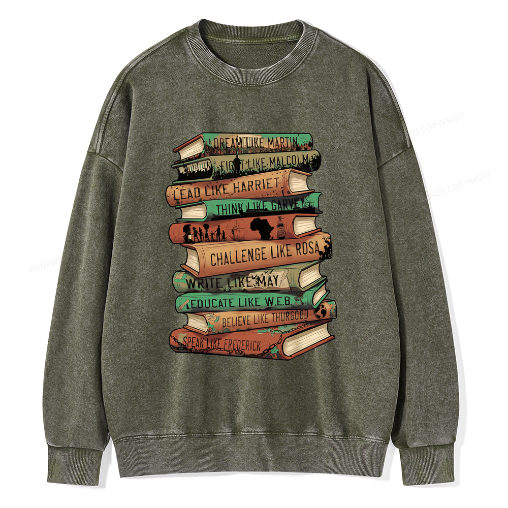 Pagewings Black History Month Books Washed Sweatshirt