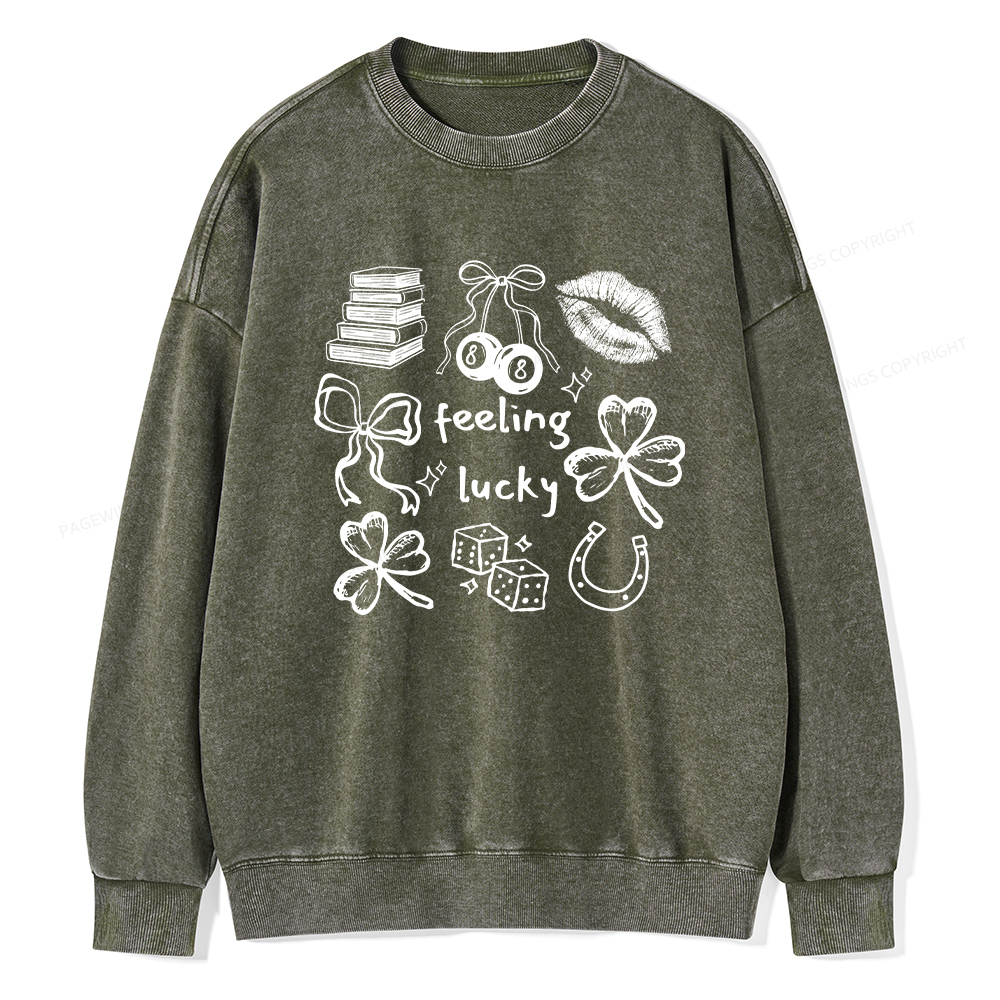 Pagewings Feeling Lucky St. Patrick's Day Washed Sweatshirt