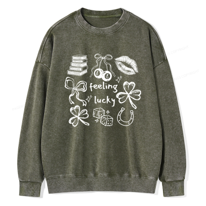 Pagewings Feeling Lucky St. Patrick's Day Washed Sweatshirt