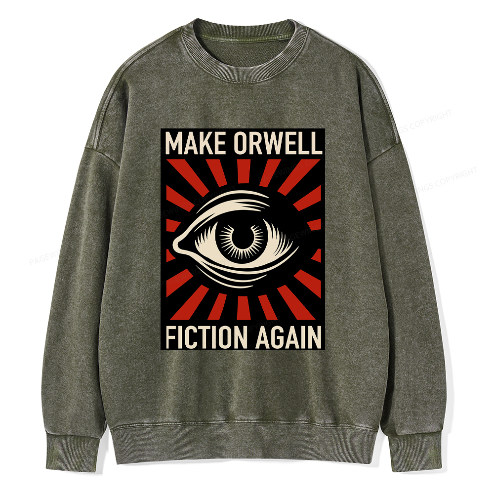 Pagewings Make Orwell Fiction Again Washed Sweatshirt