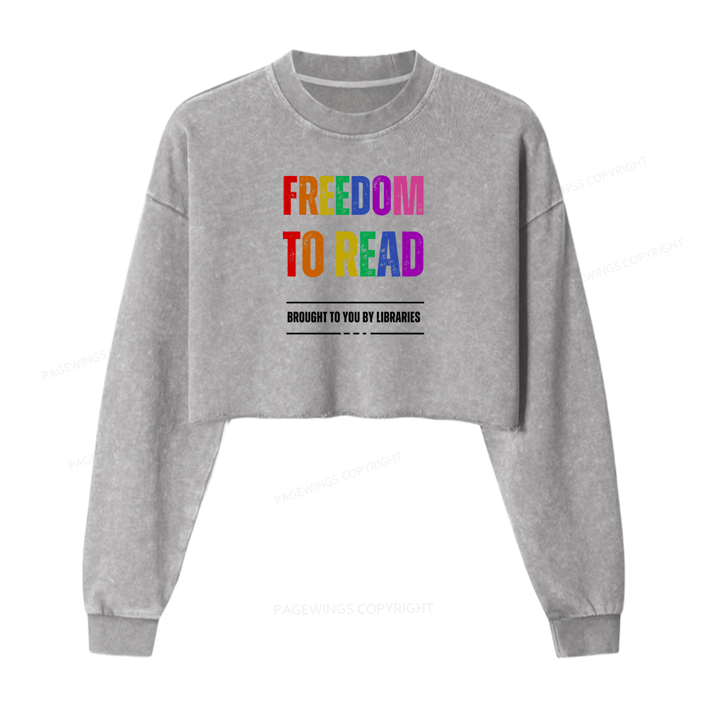 Pagewings Freedom To Read Washed Crop Sweatshirt