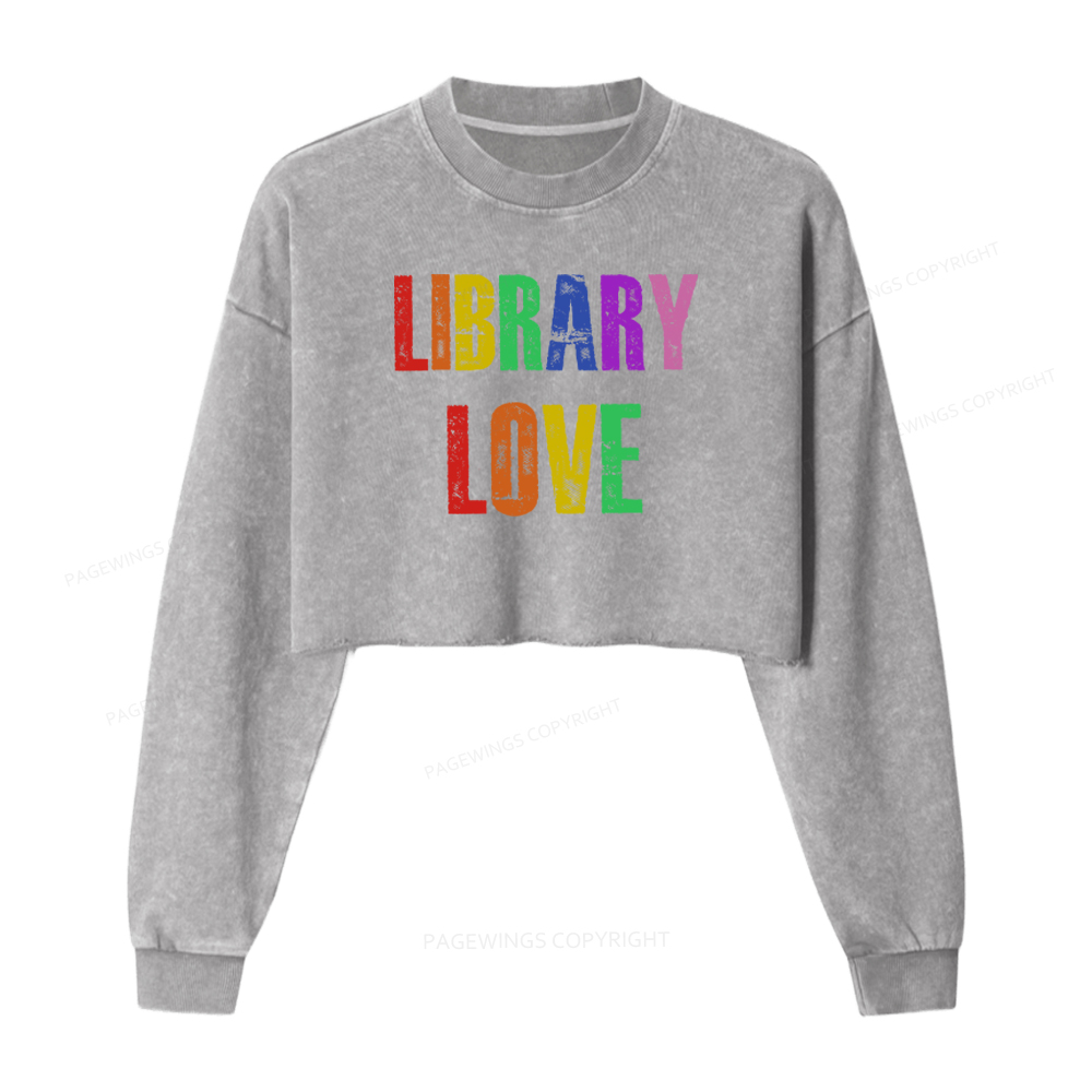 Pagewings Rainbow Library Love Washed Crop Sweatshirt