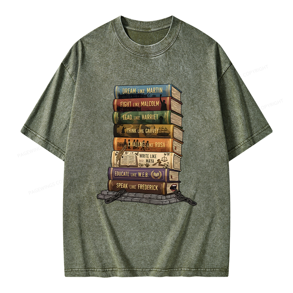 Pagewings Black History Books Unisex Washed T-shirt