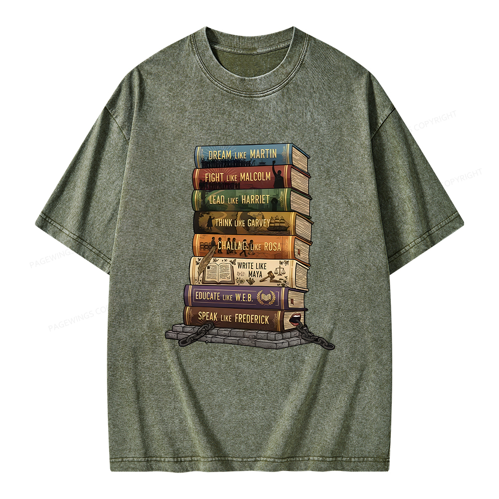 Pagewings Black History Books Unisex Washed T-shirt