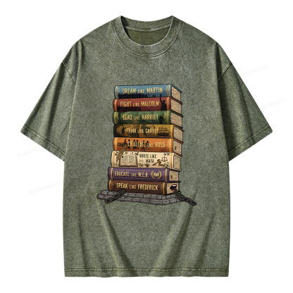 Pagewings Black History Books Unisex Washed T-shirt