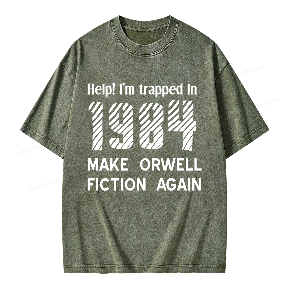 Pagewings Make Orwell Fiction Again Unisex Washed T-shirt