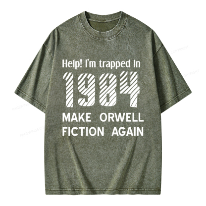 Pagewings Make Orwell Fiction Again Unisex Washed T-shirt