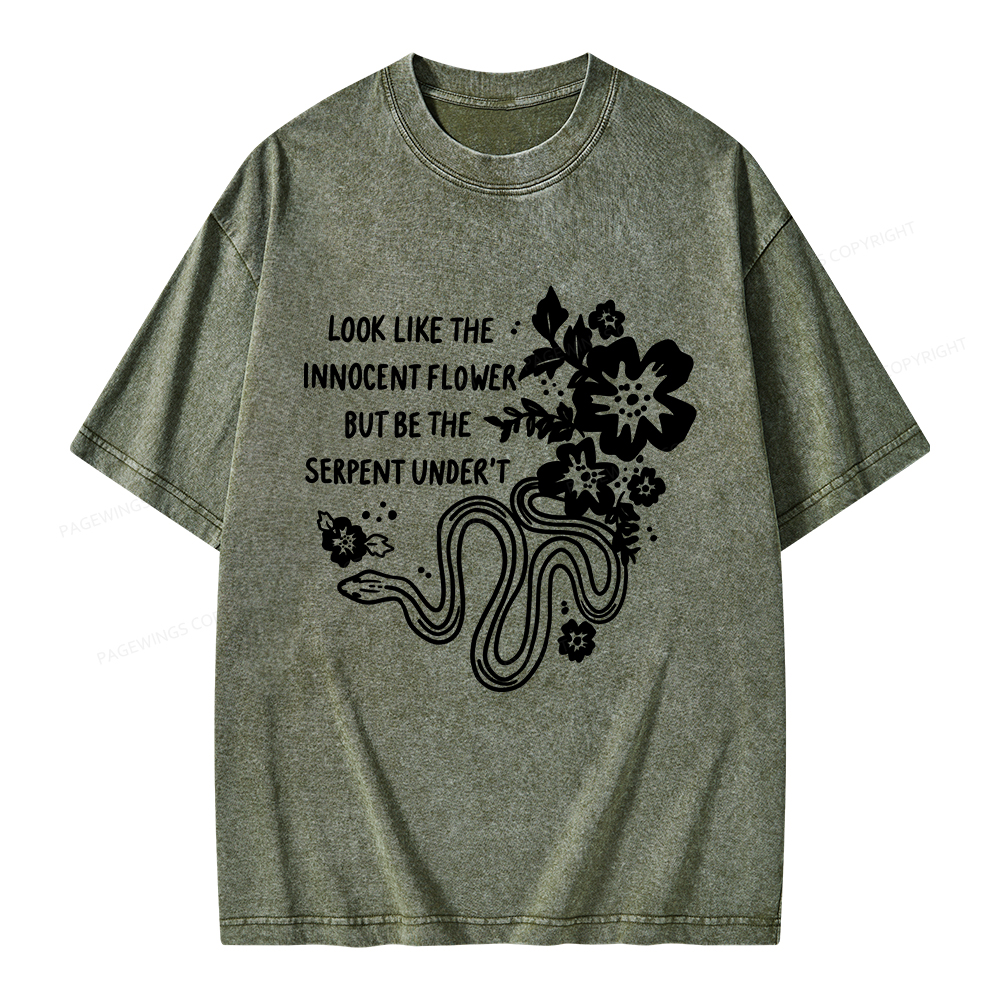 Pagewings Look Like The Innocent Flower Unisex Washed T-shirt