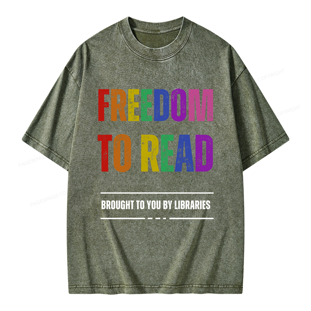 Pagewings Freedom to Read Unisex Washed T-shirt