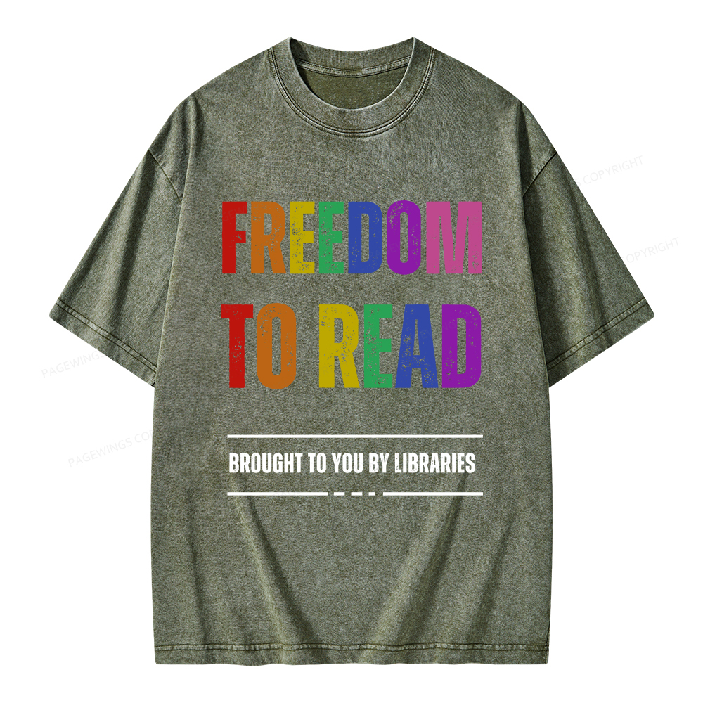 Pagewings Freedom to Read Unisex Washed T-shirt