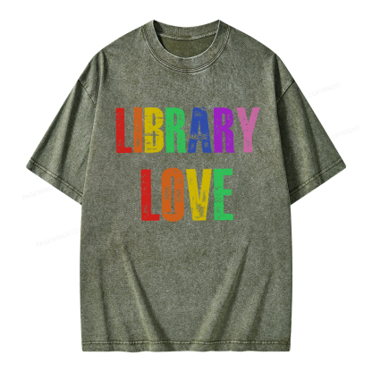 Pagewings Rainbow Library Love Unisex Washed T-shirt