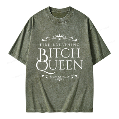Pagewings Fire Breathing Bitch Queen Unisex Washed T-shirt
