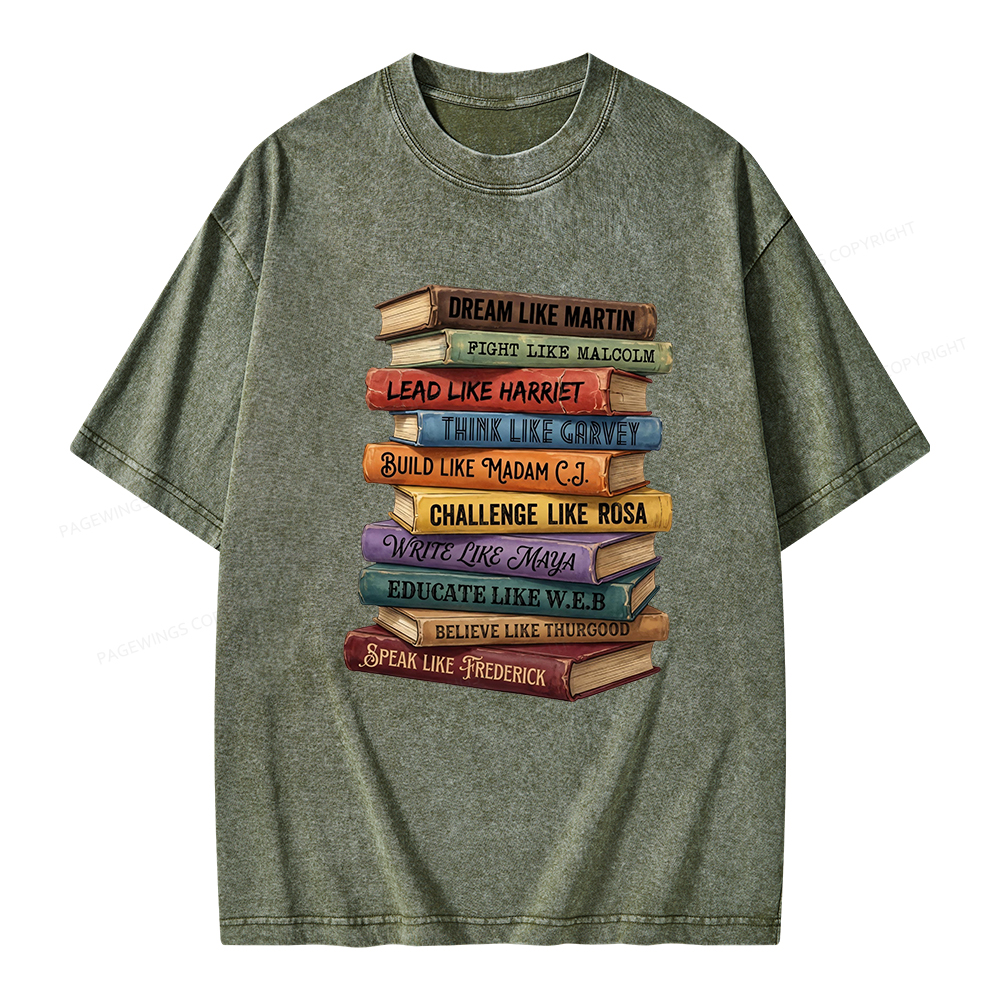 Pagewings Black History Book Unisex Washed T-shirt