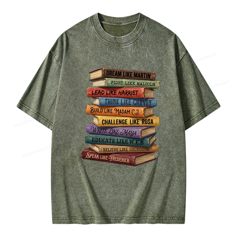 Pagewings Black History Book Unisex Washed T-shirt