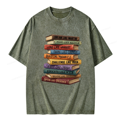 Pagewings Black History Book Unisex Washed T-shirt