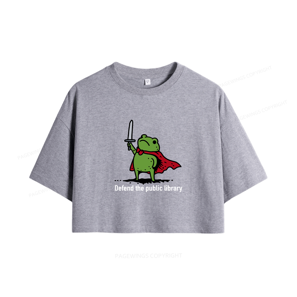 Pagewings Defend The Public Library Women Crop Tops
