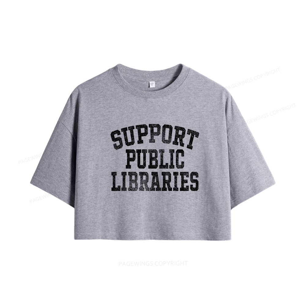 Pagewings Support Public Libraries Women Crop Tops