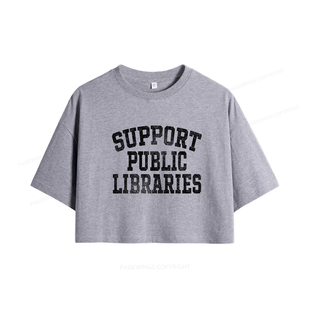 Pagewings Support Public Libraries Women Crop Tops