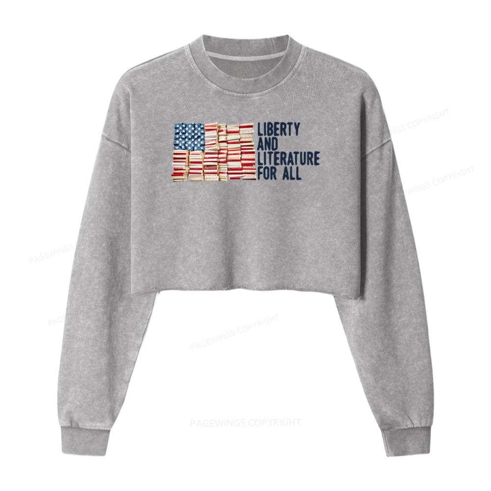 Pagewings Liberty And Literature For All Washed Crop Sweatshirt