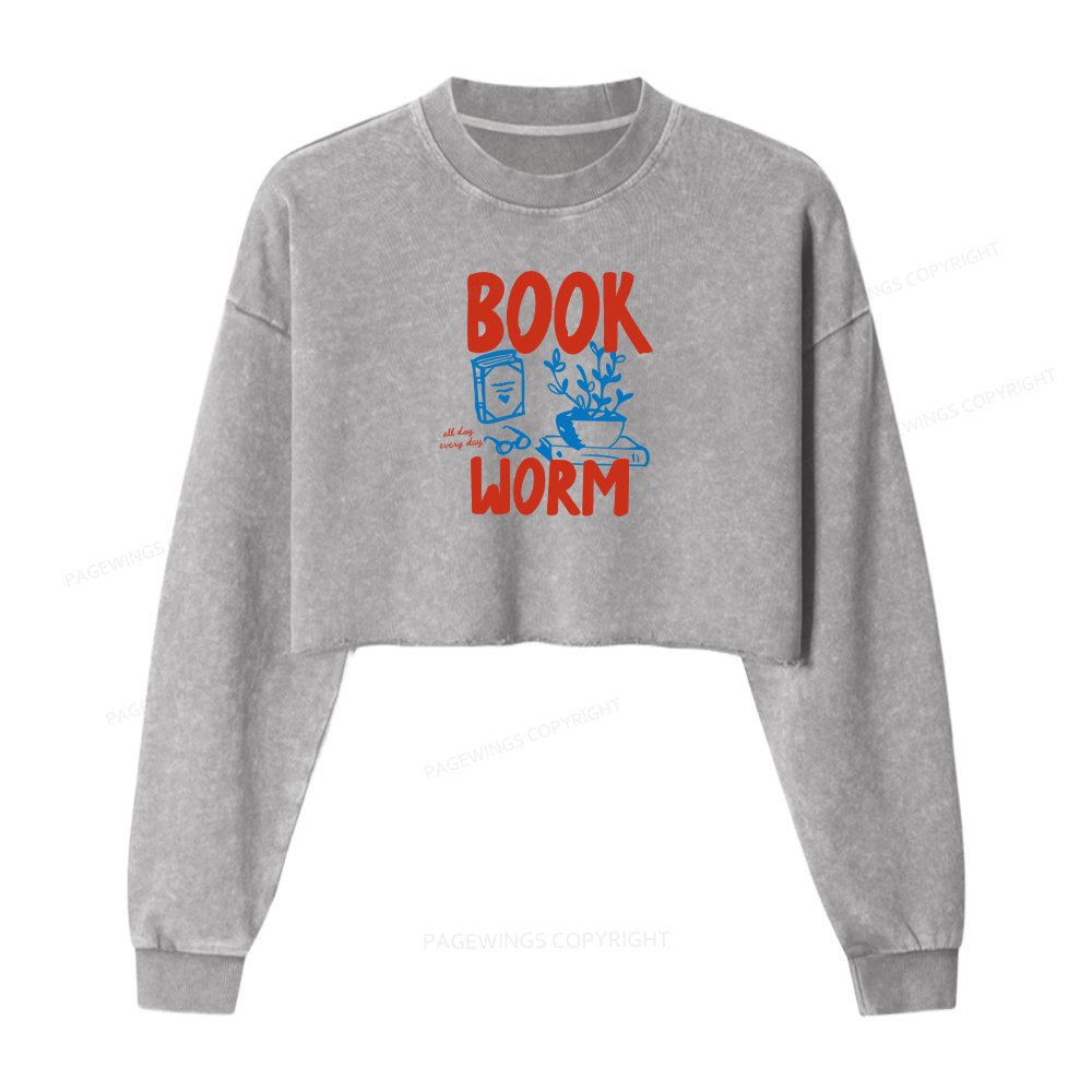 Pagewings Bookworm Washed Crop Sweatshirt