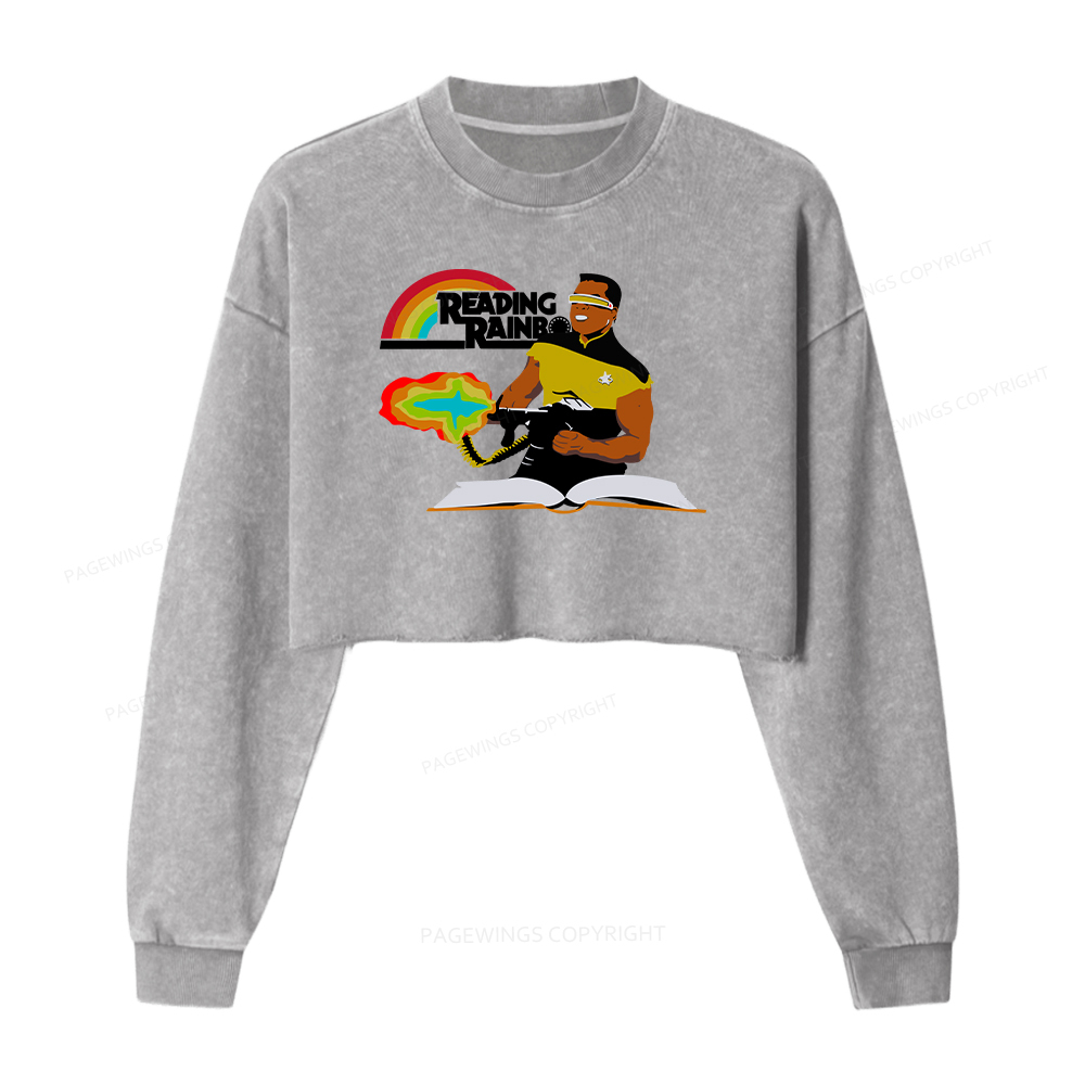 Pagewings Reading Rambo Washed Crop Sweatshirt