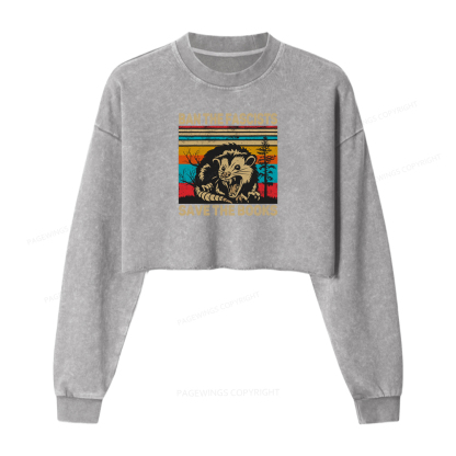 Pagewings Ban The Fascists Save The Books Washed Crop Sweatshirt