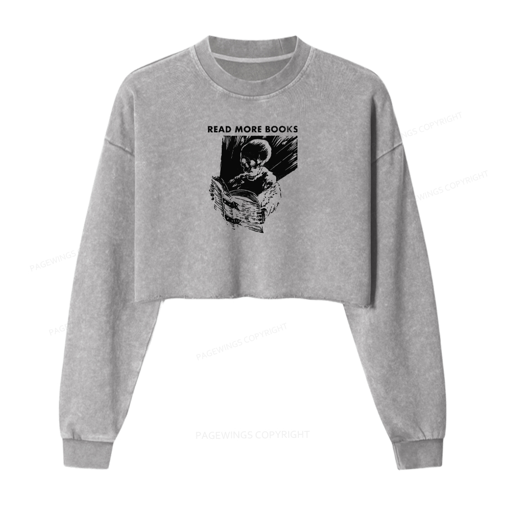 Pagewings Read More Books Washed Crop Sweatshirt