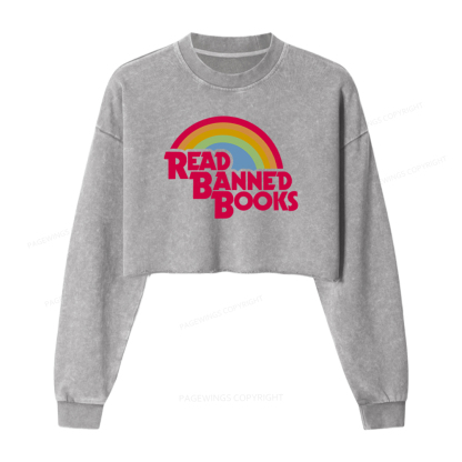 Pagewings Read Banned Books Washed Crop Sweatshirt