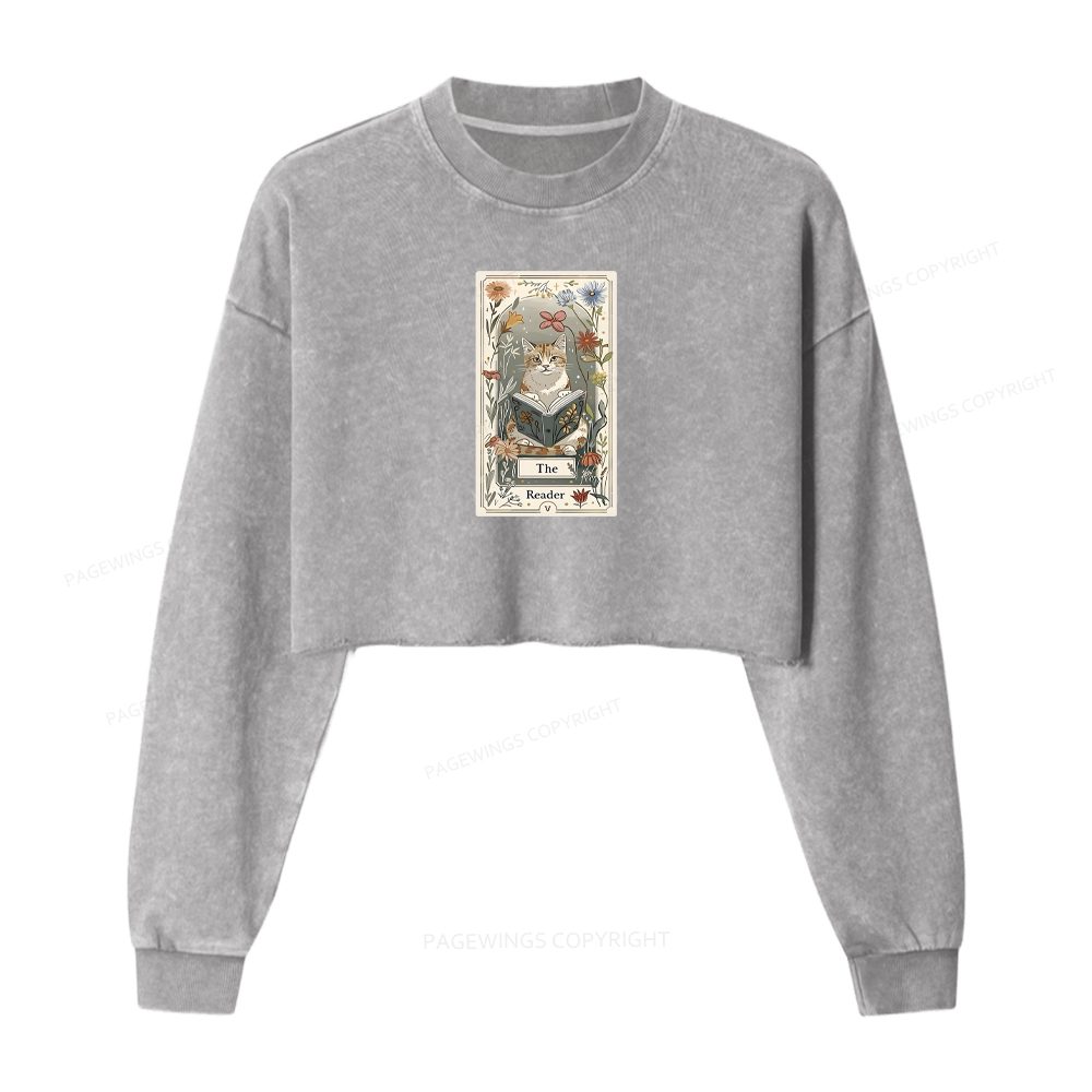 Pagewings The Reader Washed Crop Sweatshirt