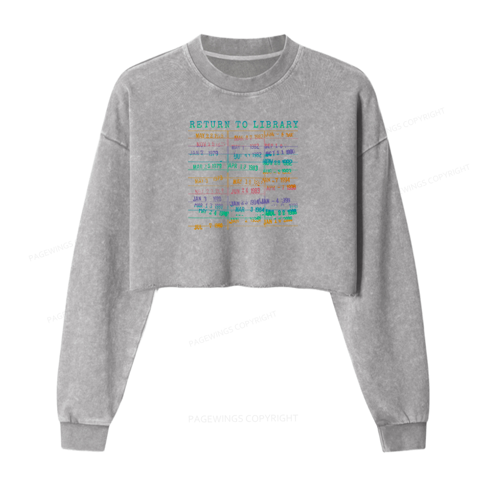 Pagewings Vintage Library Rainbow Washed Crop Sweatshirt