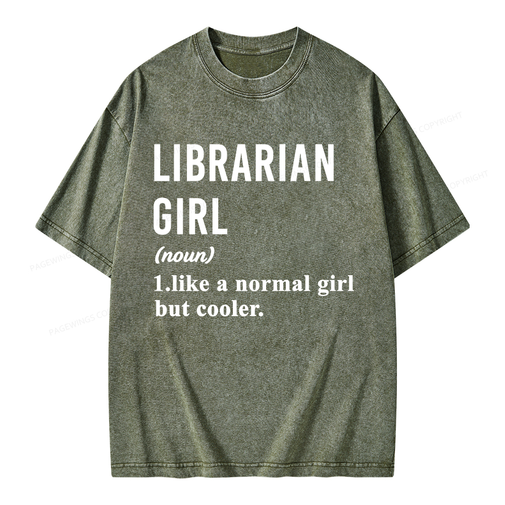 Pagewings Librarian Girl Unisex Washed T-shirt