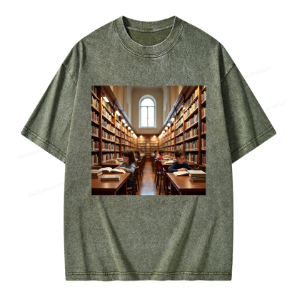 Pagewings Library Unisex Washed T-shirt